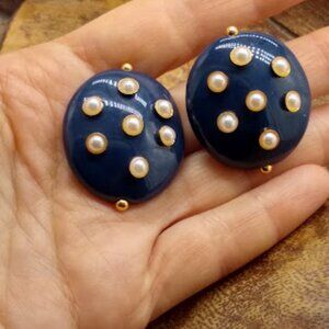 Designer gold plated pearl couture earrings
